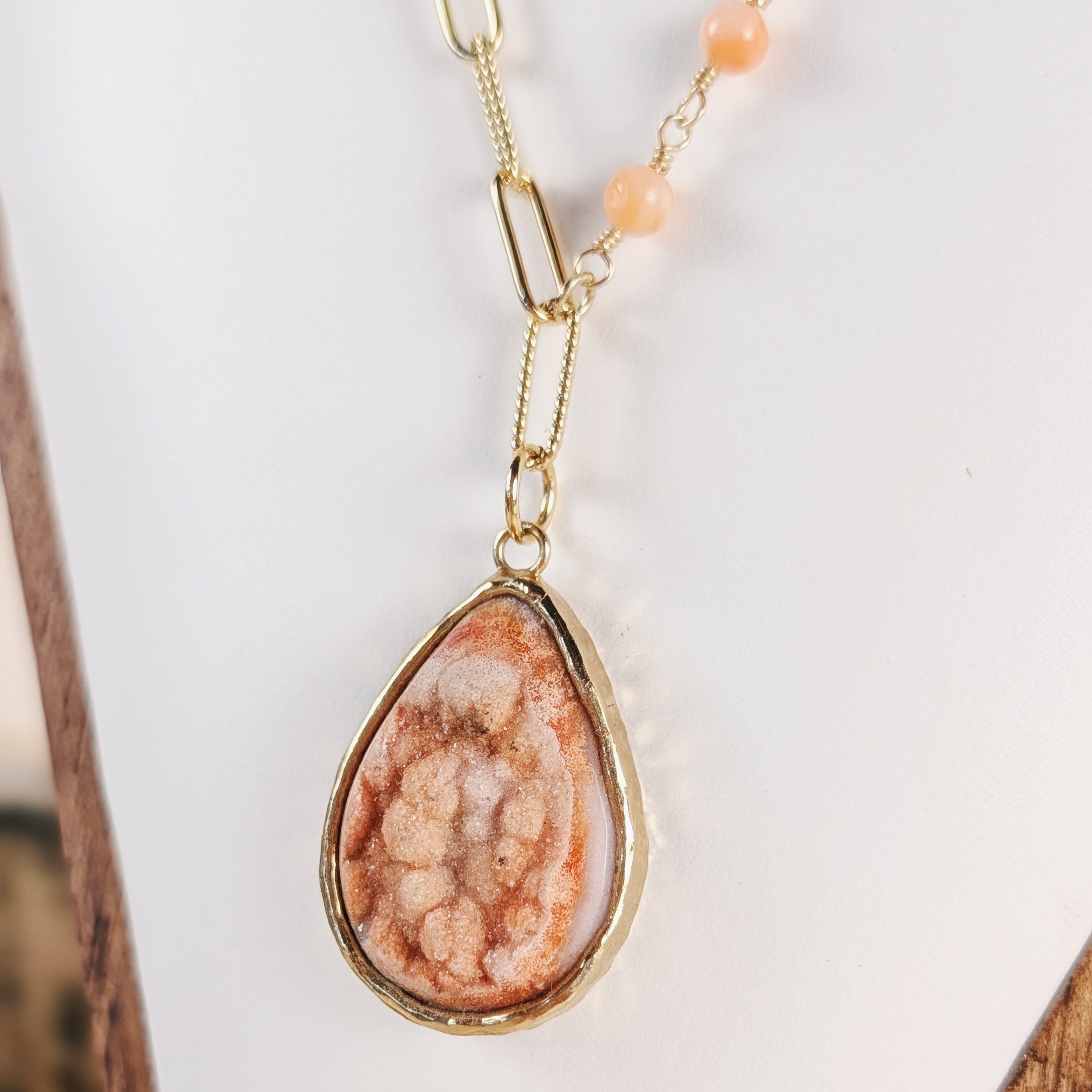 The Marcella Necklace | Coral + Agatized Coral