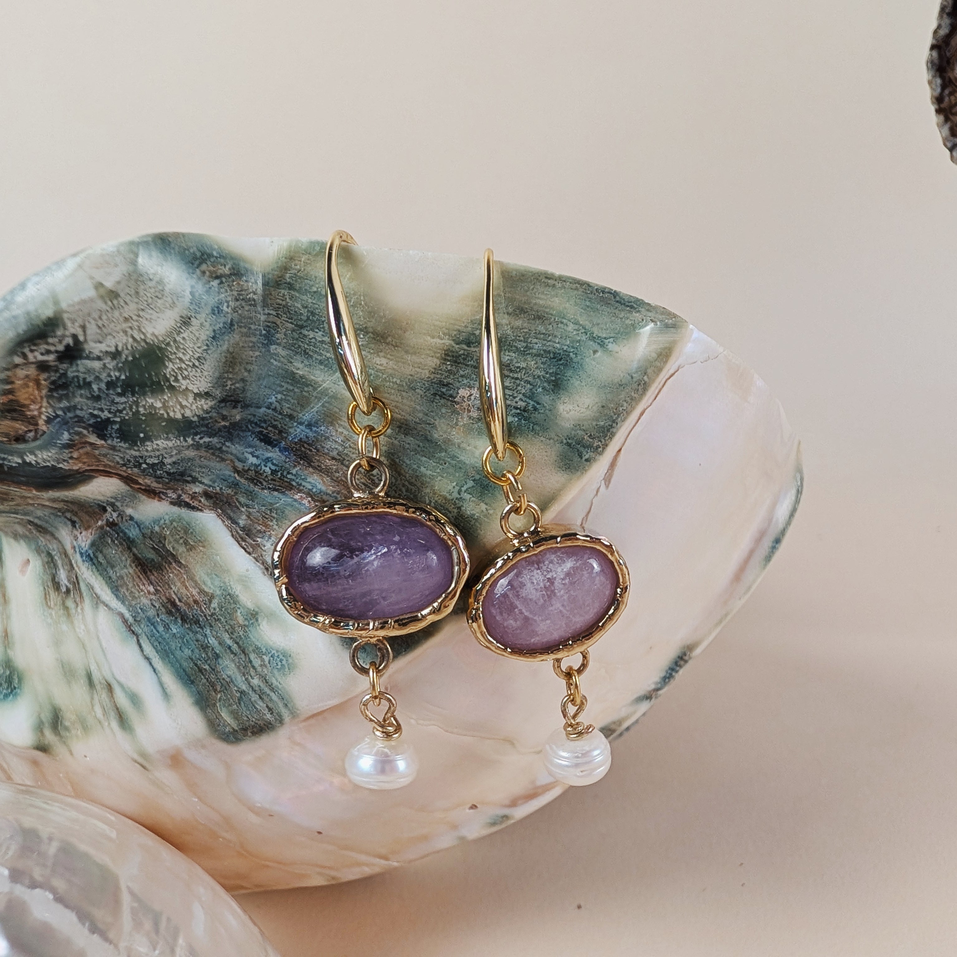 Louisa Earrings | Bezel Kunzite