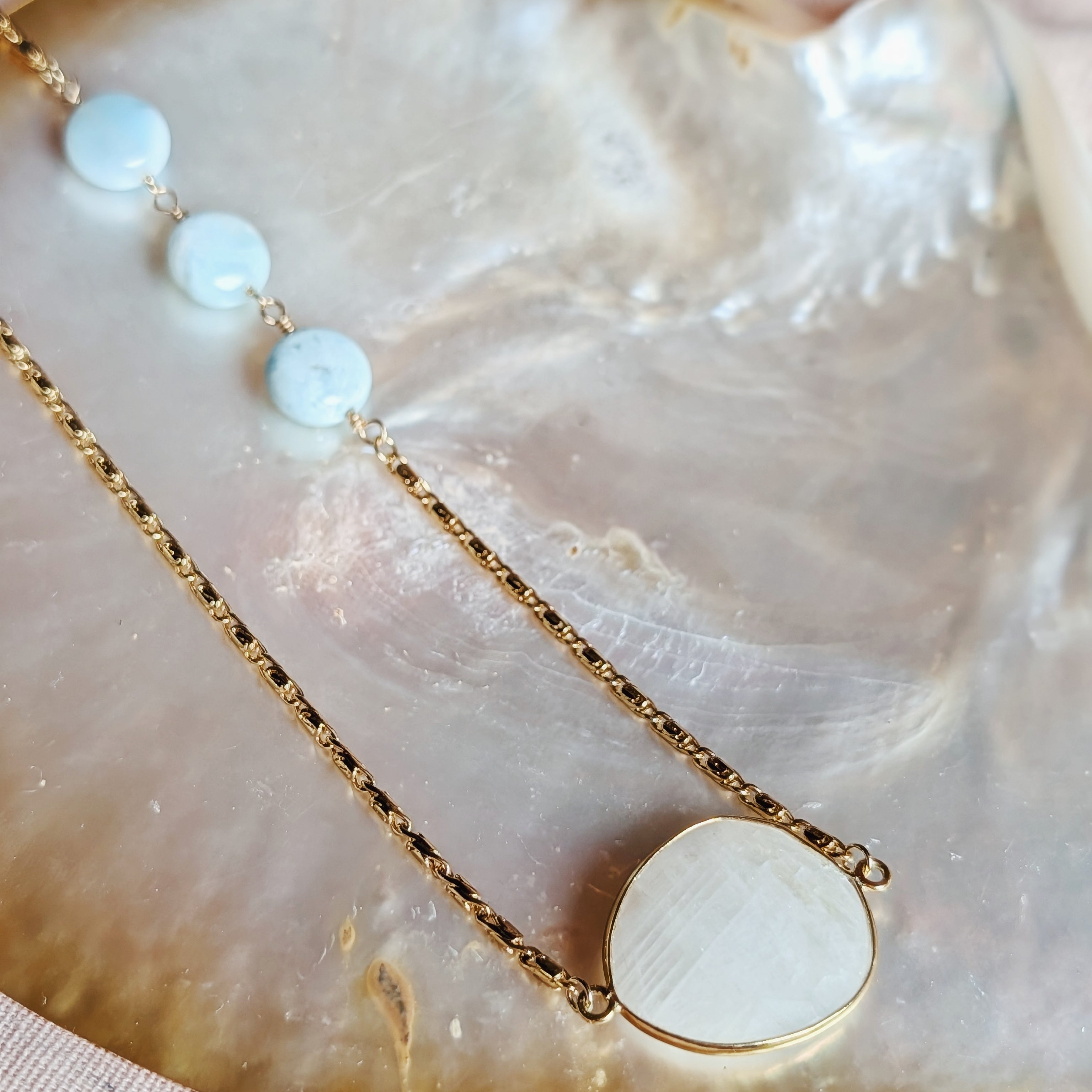 The Sabine Necklace | Moonstone & Larimar