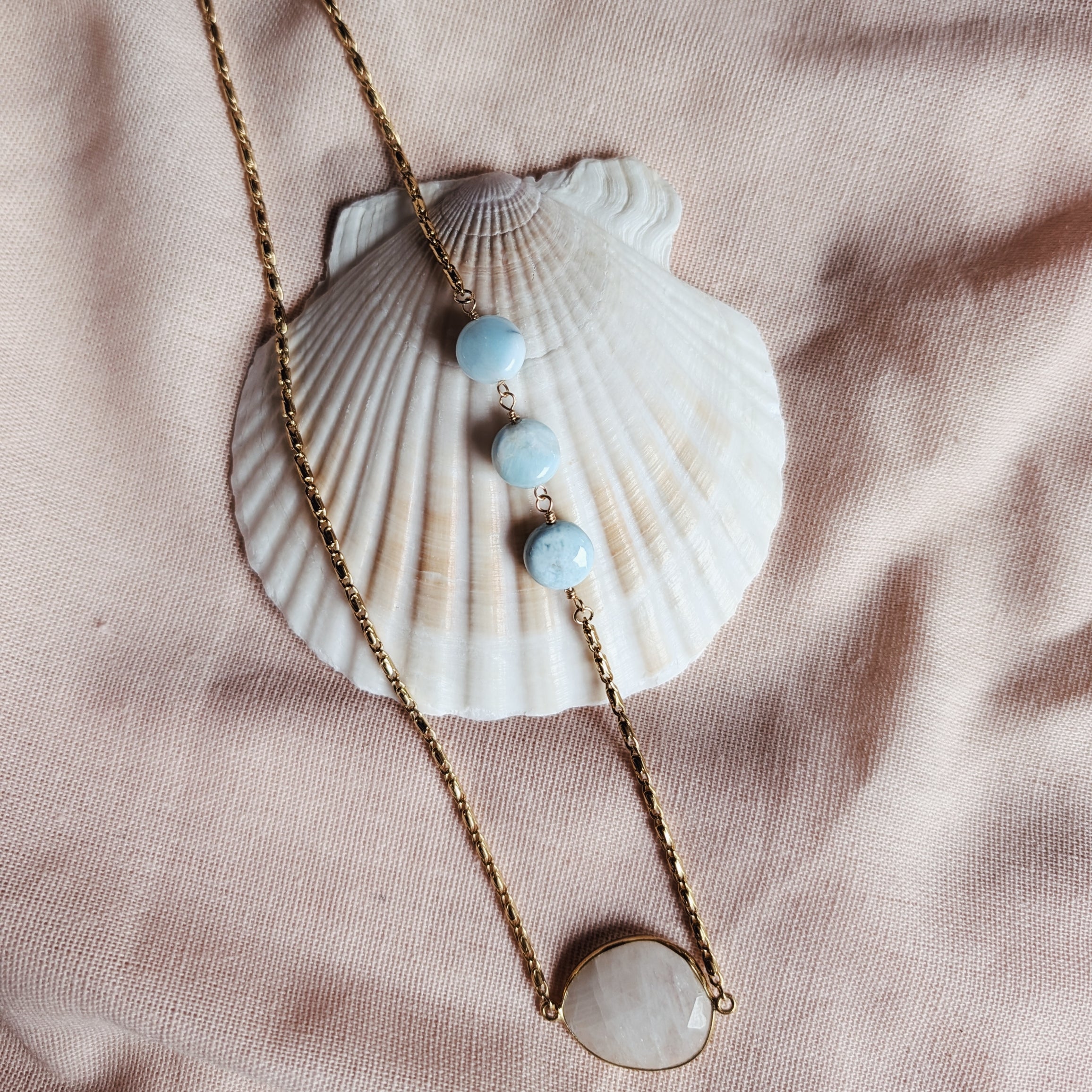 The Sabine Necklace | Moonstone & Larimar