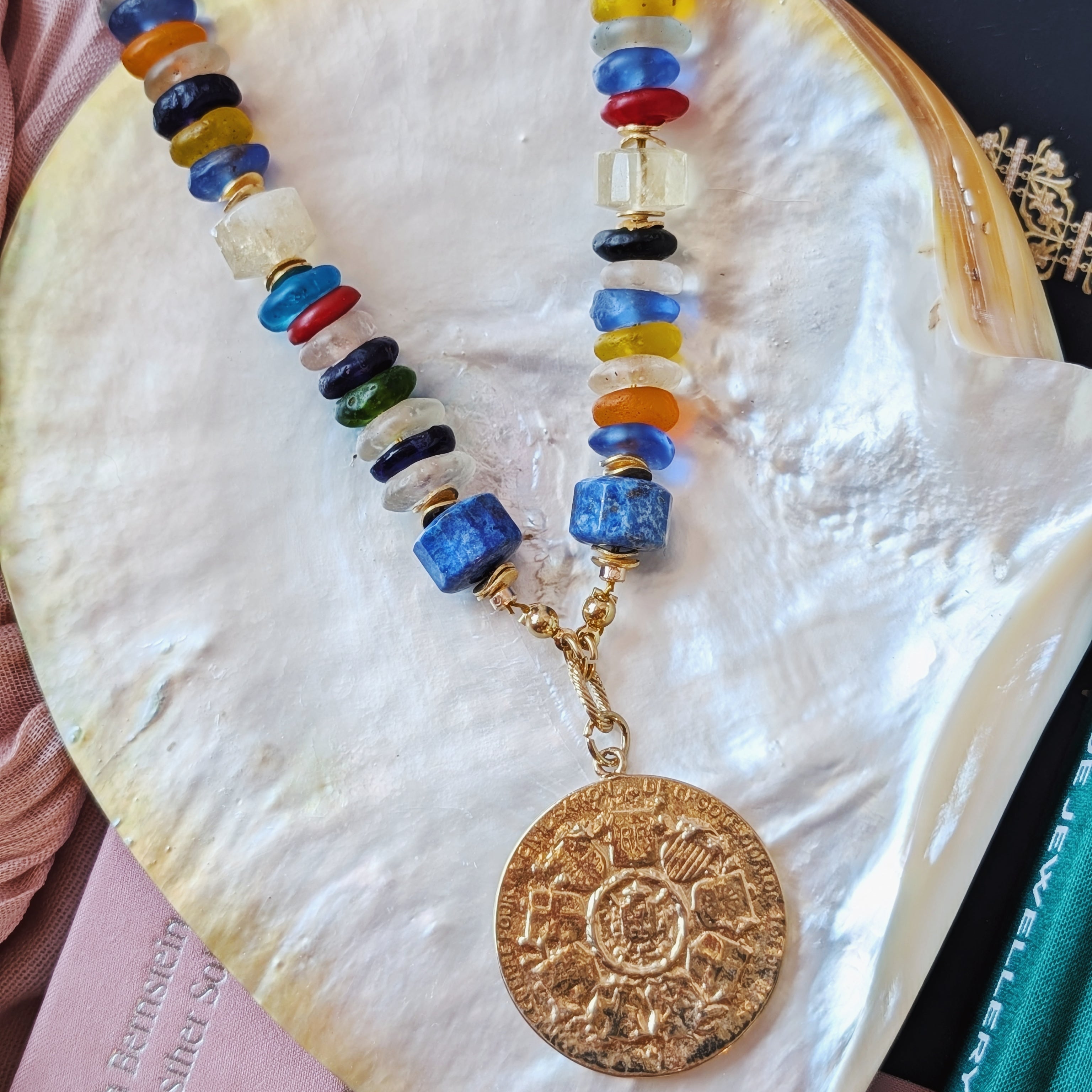 The Thea Necklace | Mediterranean Glass + Lapis