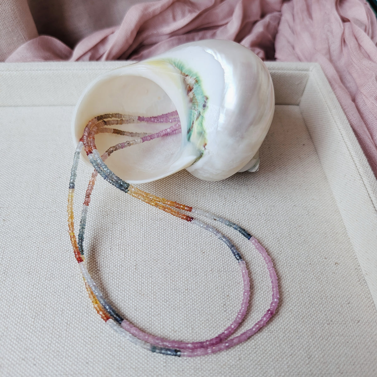 The Celine Necklace | Prehnite, Quartz + Sapphire