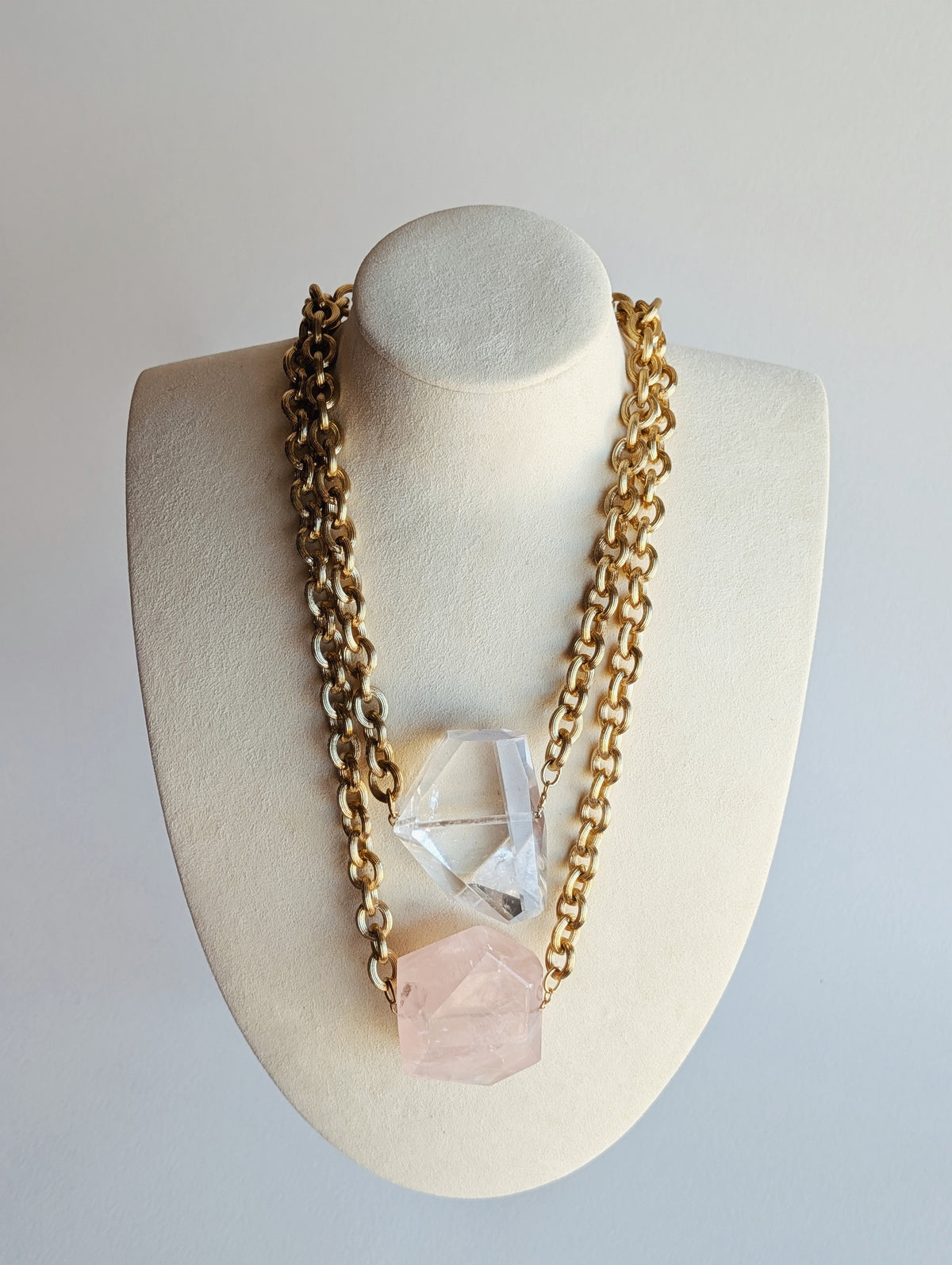 The Lennox Necklace | Rose Quartz + Clear Quartz