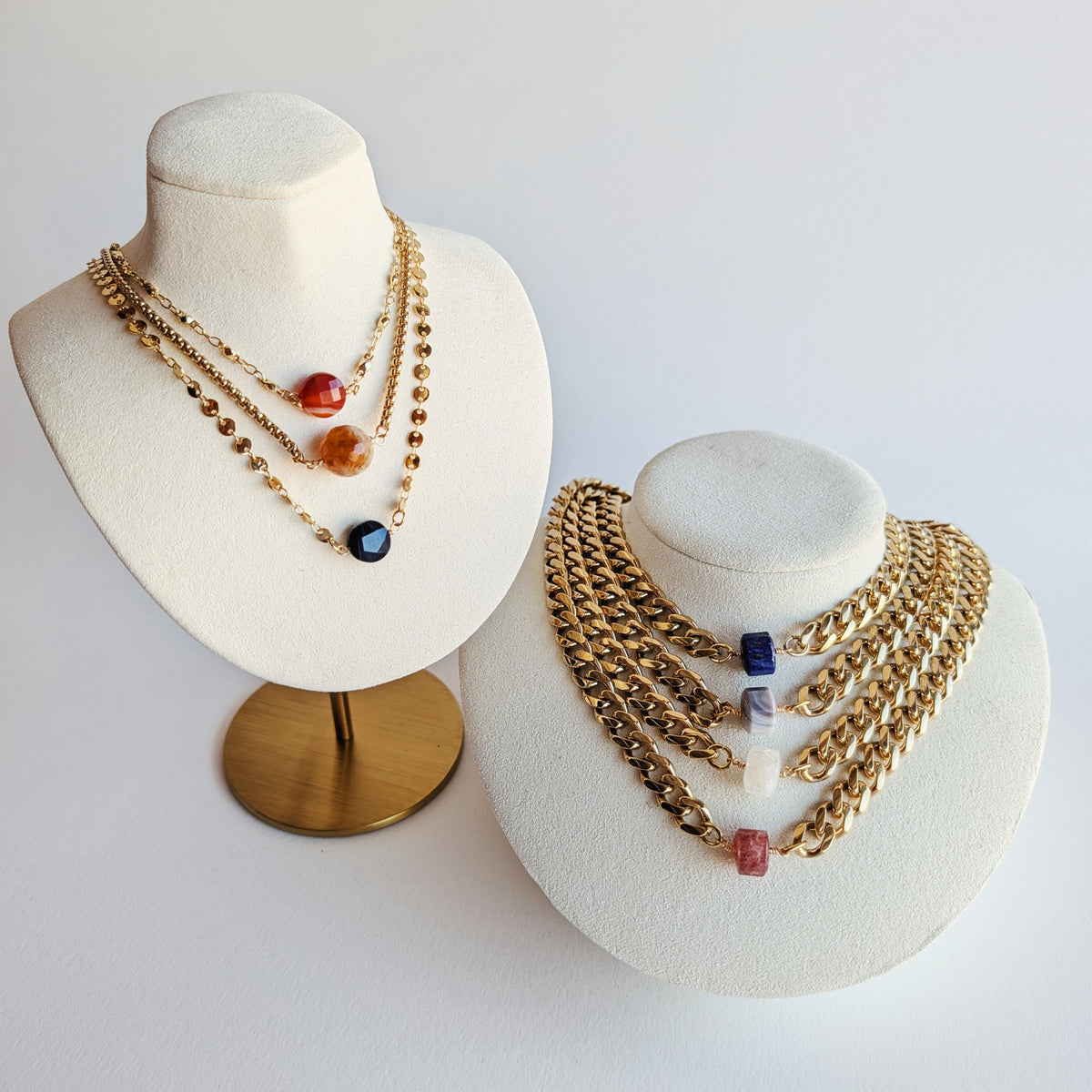 The Davenport Necklace | Natural Gemstone + Gold Chain