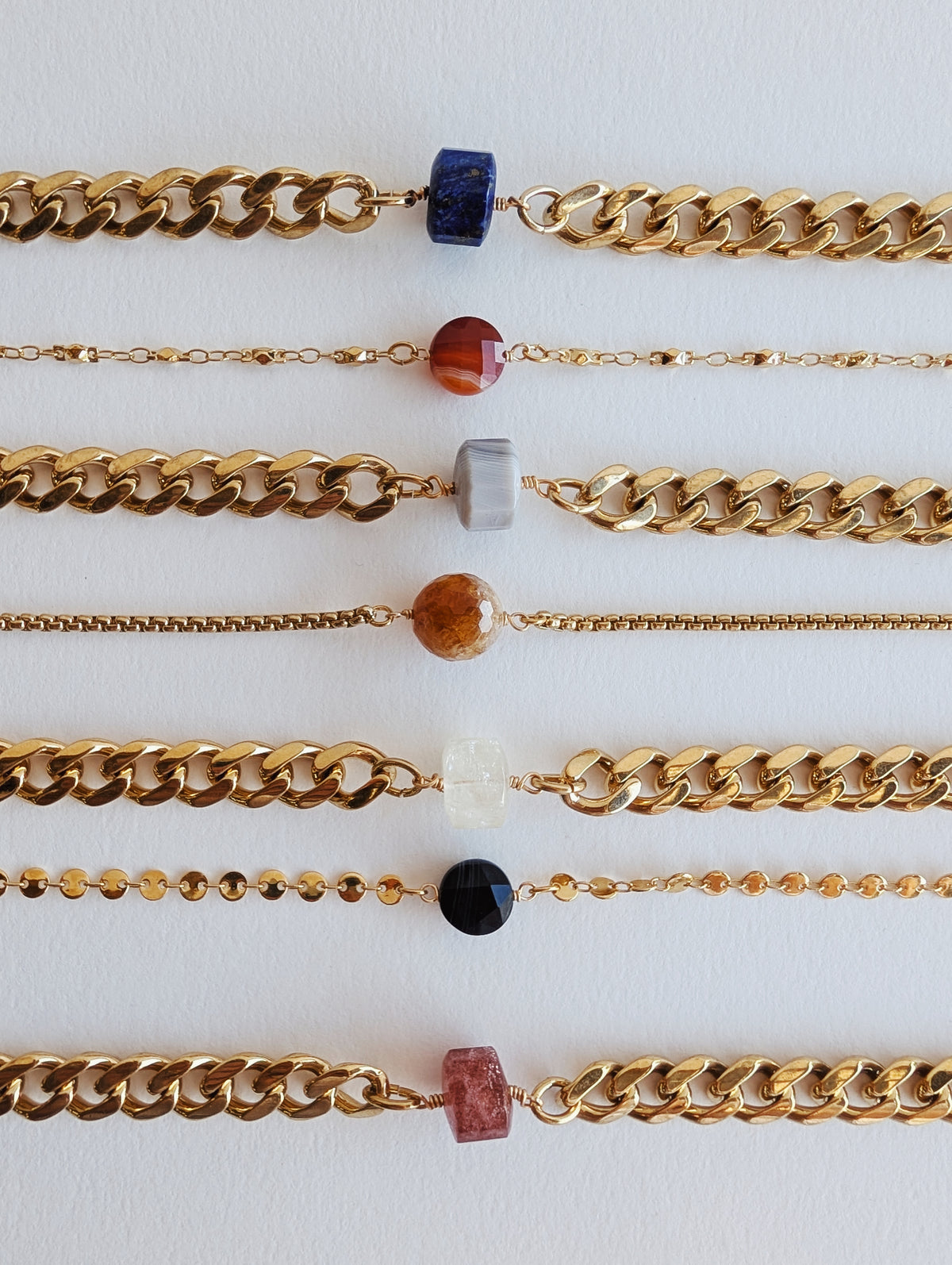 The Davenport Necklace | Natural Gemstone + Gold Chain