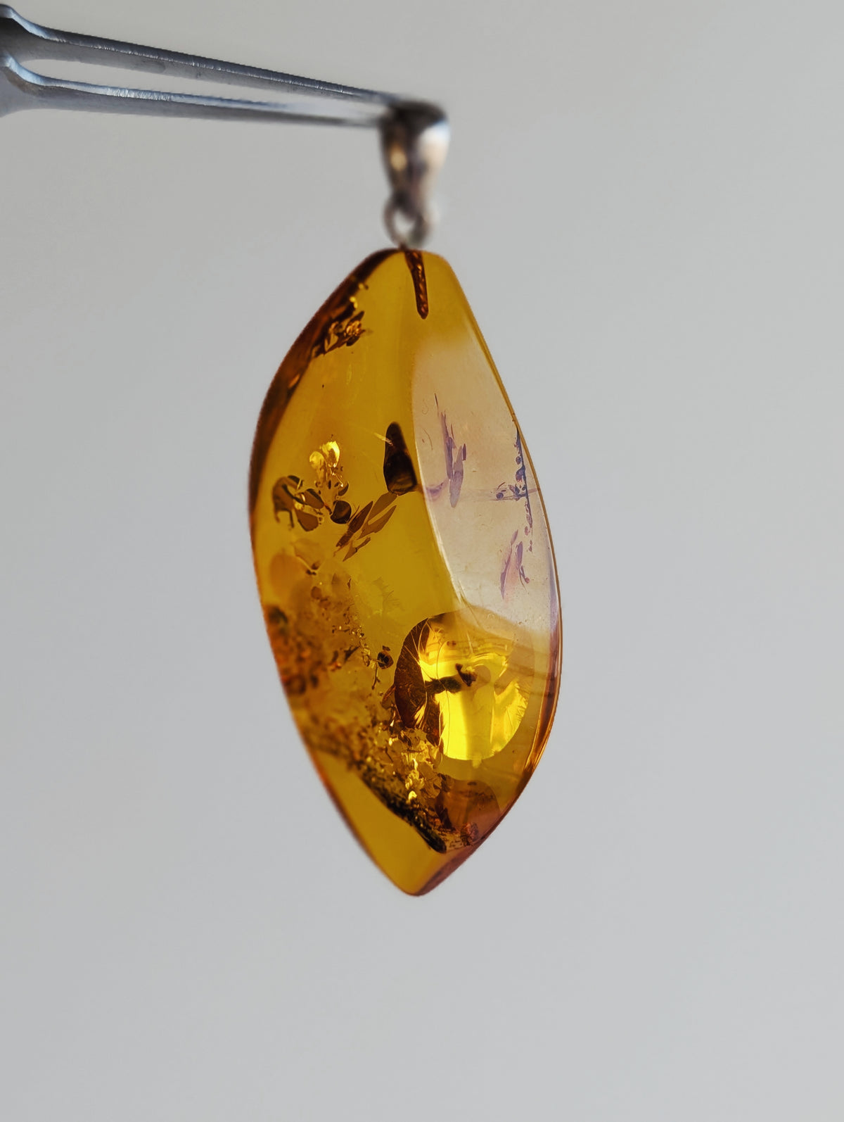 Natural Amber Pendant | Sterling Silver