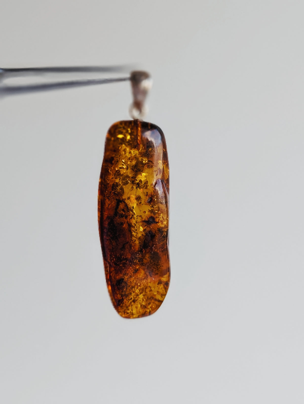 Natural Amber Pendant | Sterling Silver