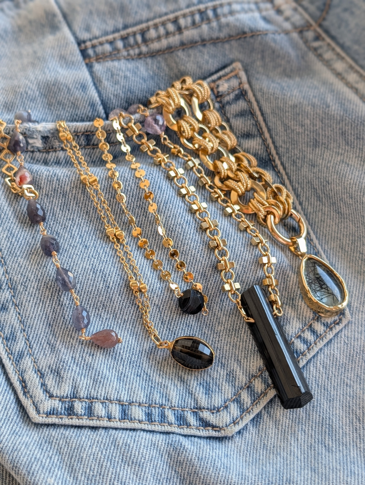 THE JETT NECKLACE | TOURMALINATED QUARTZ