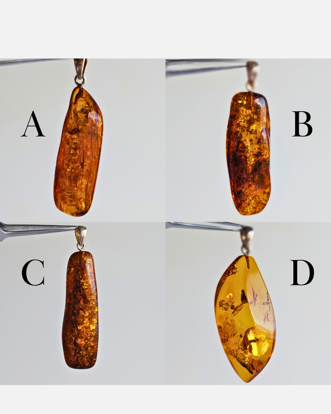 Natural Amber Pendant | Sterling Silver