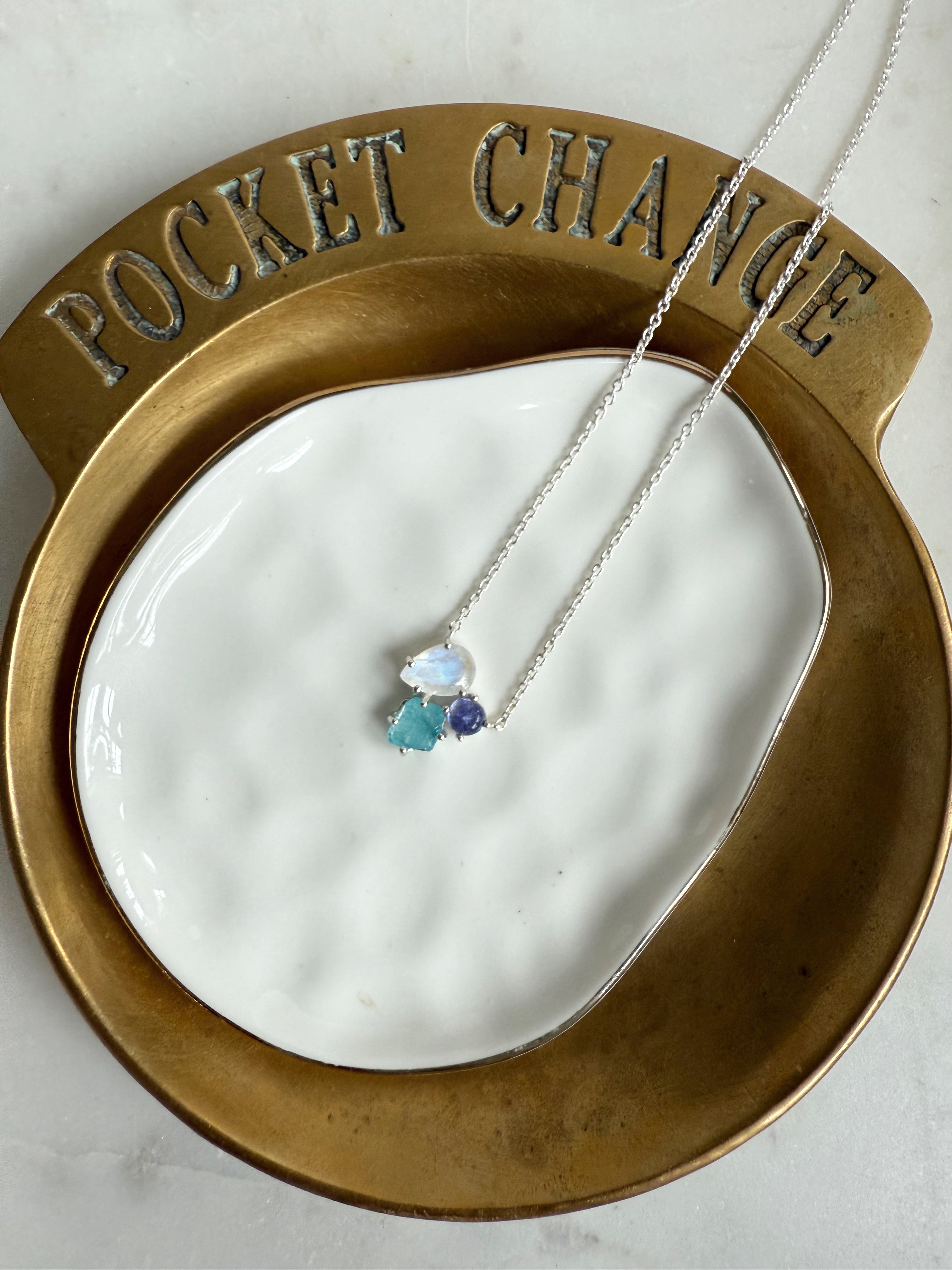 The Selene Necklace | Gold or Silver Gemstone Trio Necklace