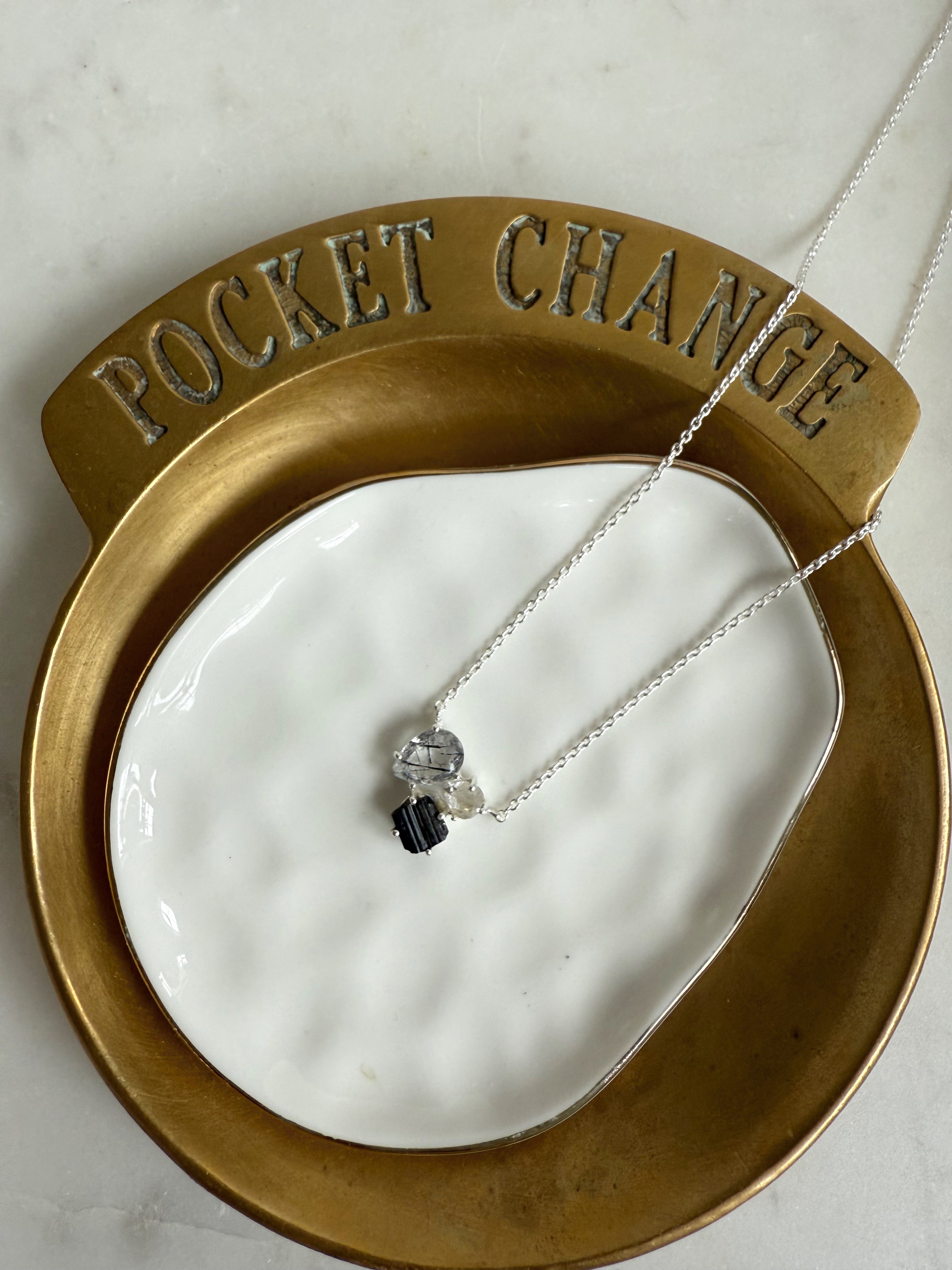 The Selene Necklace | Gold or Silver Gemstone Trio Necklace