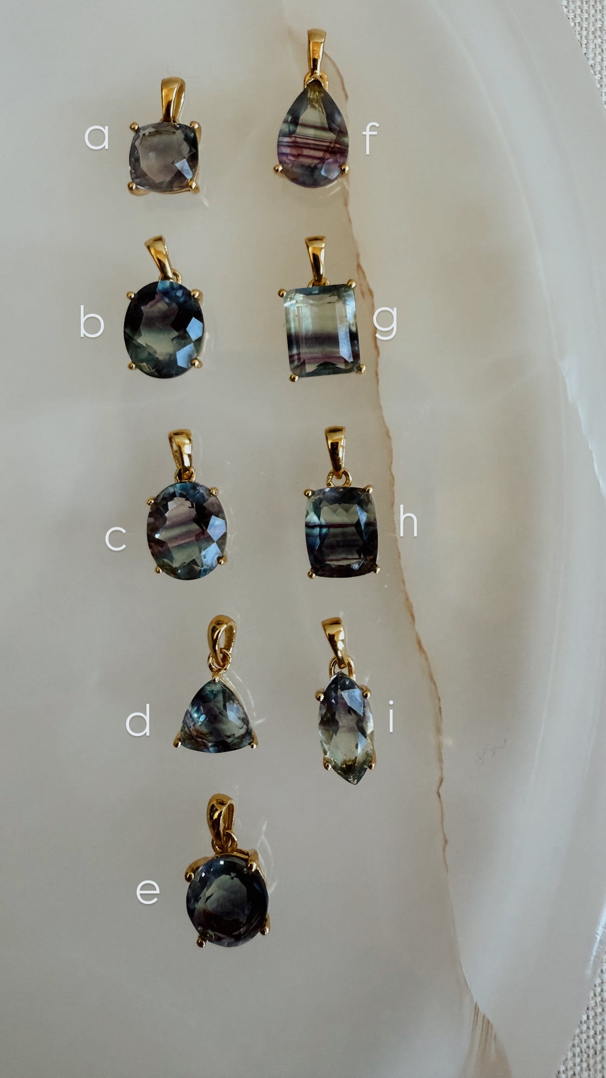 Faceted Rainbow Fluorite Pendant in Gold | Extra Quality Crystal Necklace Charm
