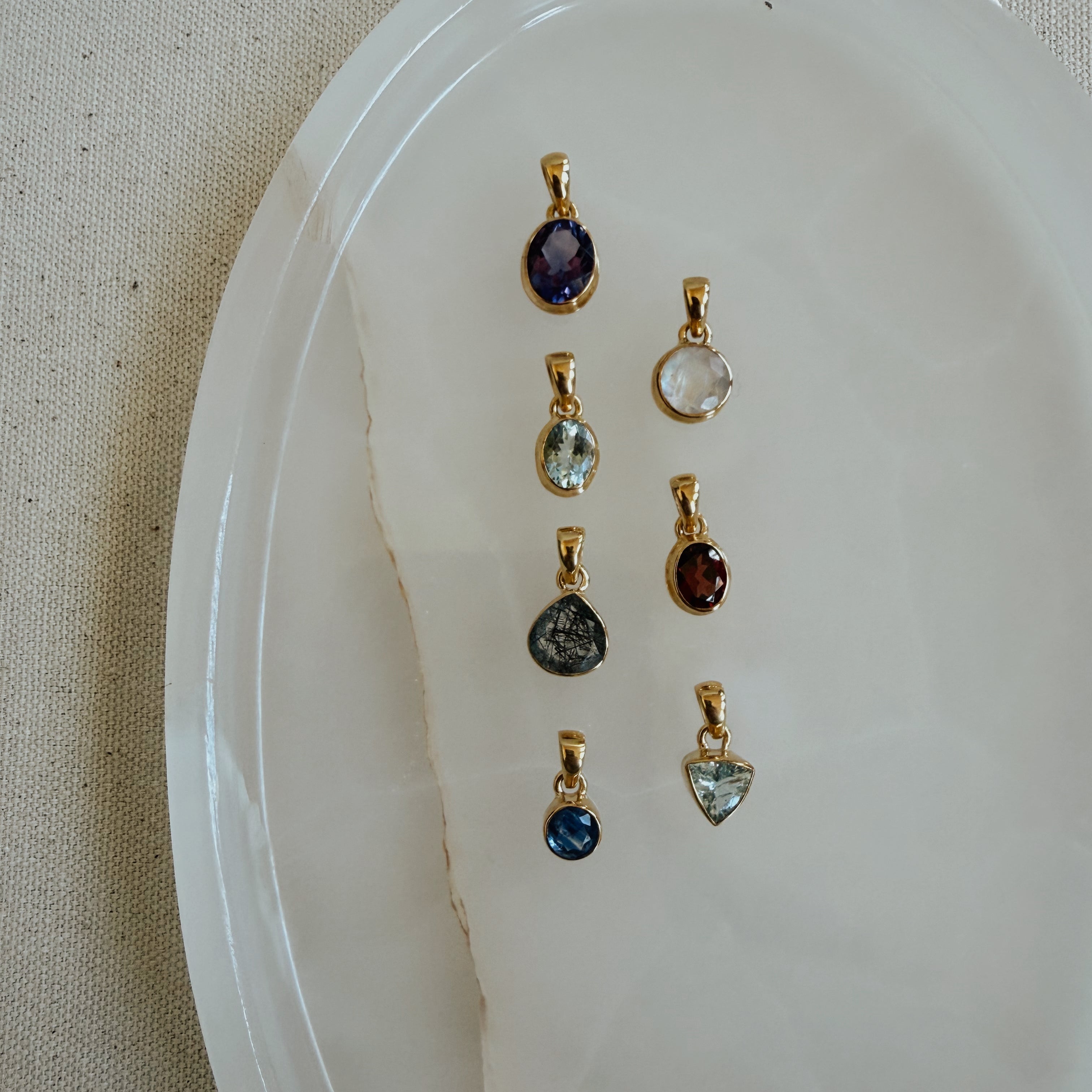 Faceted Gemstone Pendant in Gold