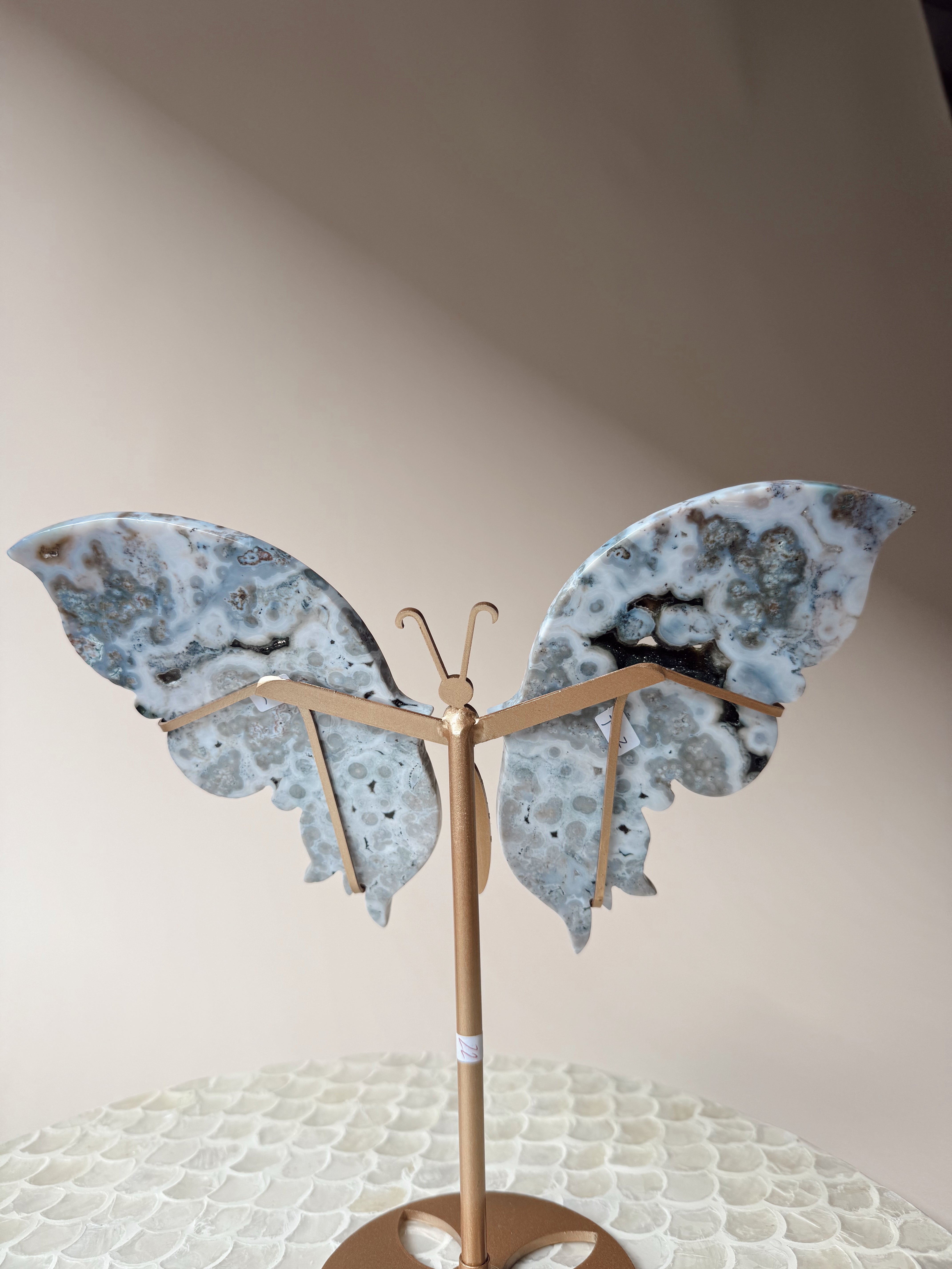 Ocean Jasper Butterfly Wings on Stand