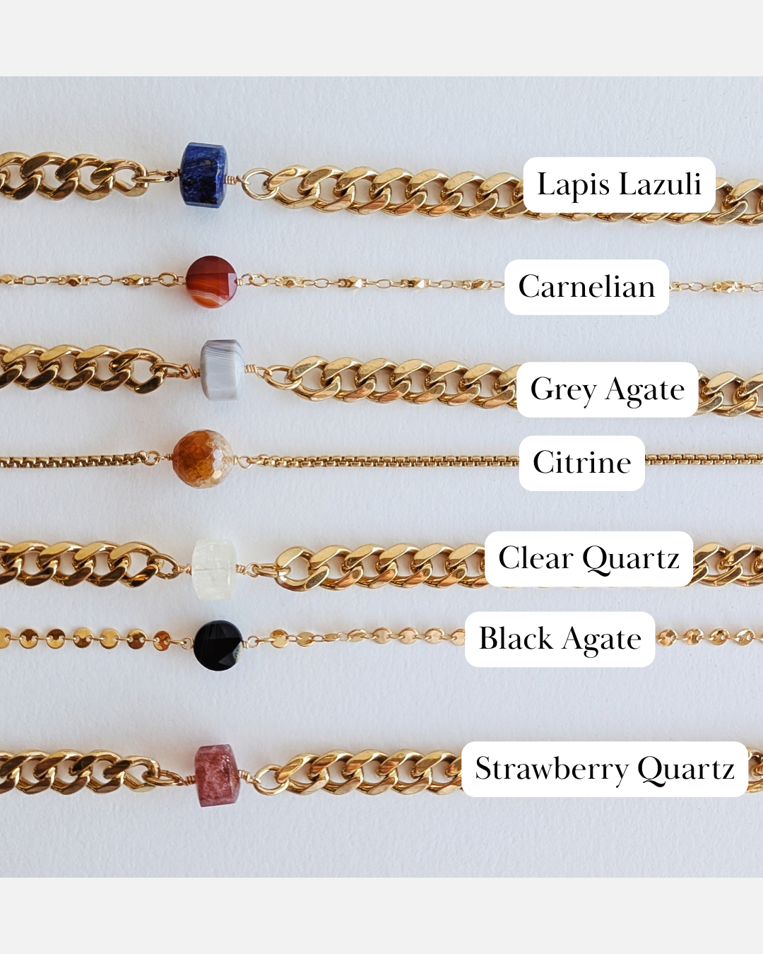 The Davenport Necklace | Natural Gemstone + Gold Chain