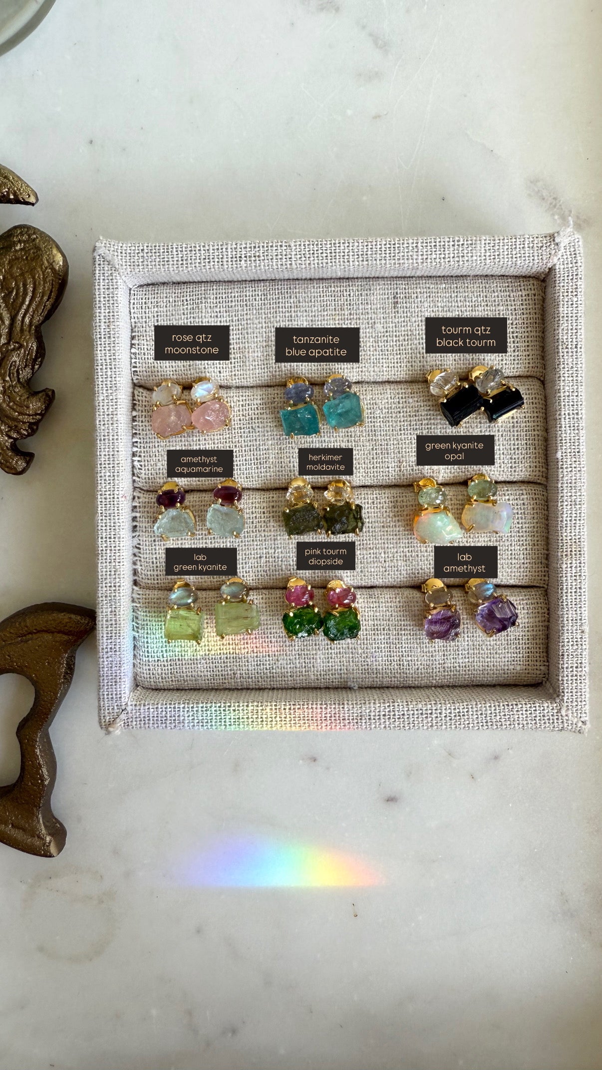 Raw Crystal Duo Stud Earrings