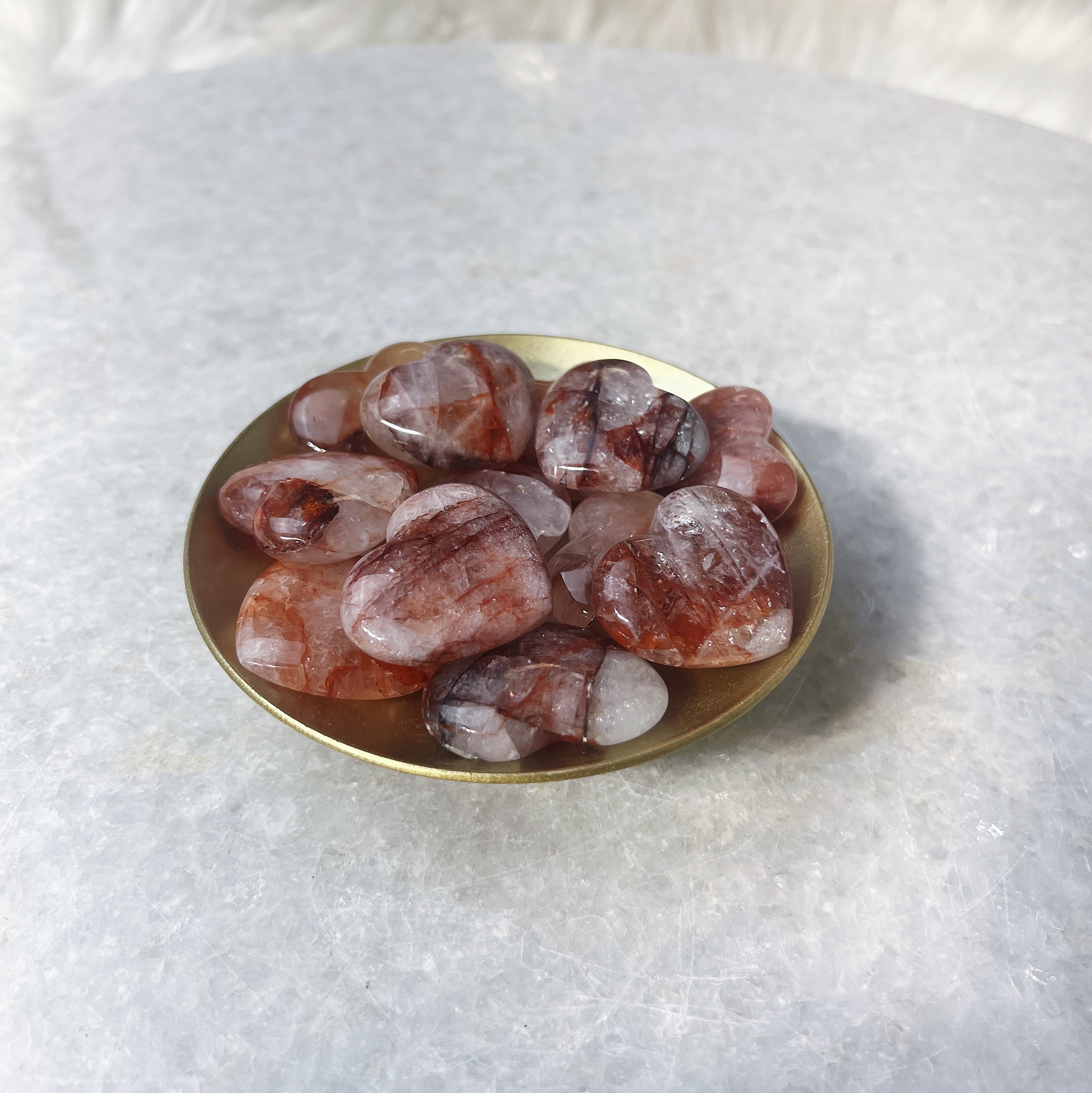 Intuitively Chosen Fire Quartz Pocket Heart Wild Alabaster