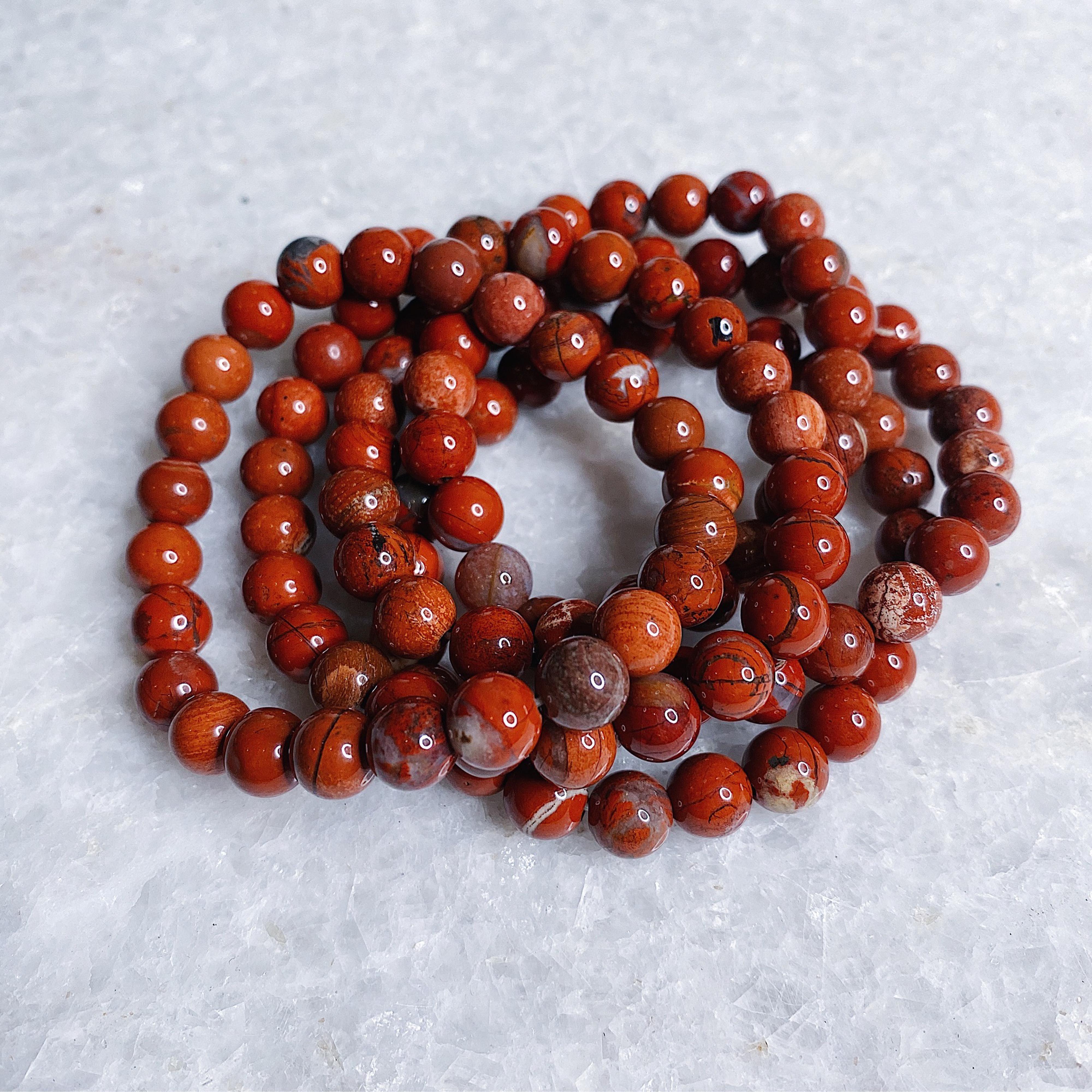 Intuitively Chosen Red Jasper Round Stone Bracelet Wild Alabaster