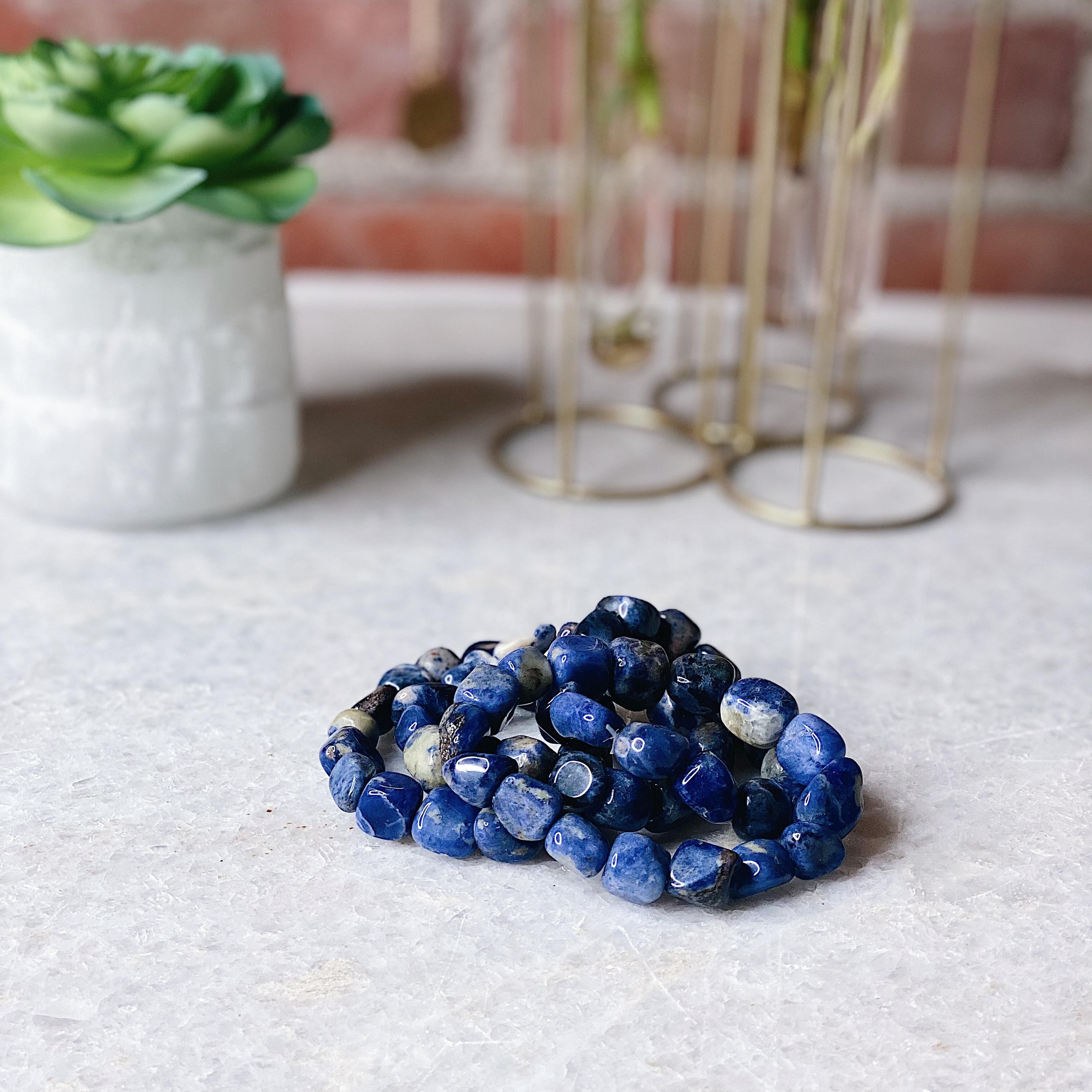 Intuitively Chosen Sodalite Tumble Stone Bracelet Wild Alabaster