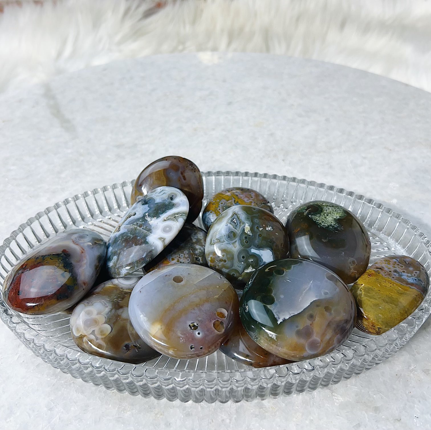 Intuitively Chosen Ocean Jasper First Quality 8th Vein Palm Stone Wild Alabaster