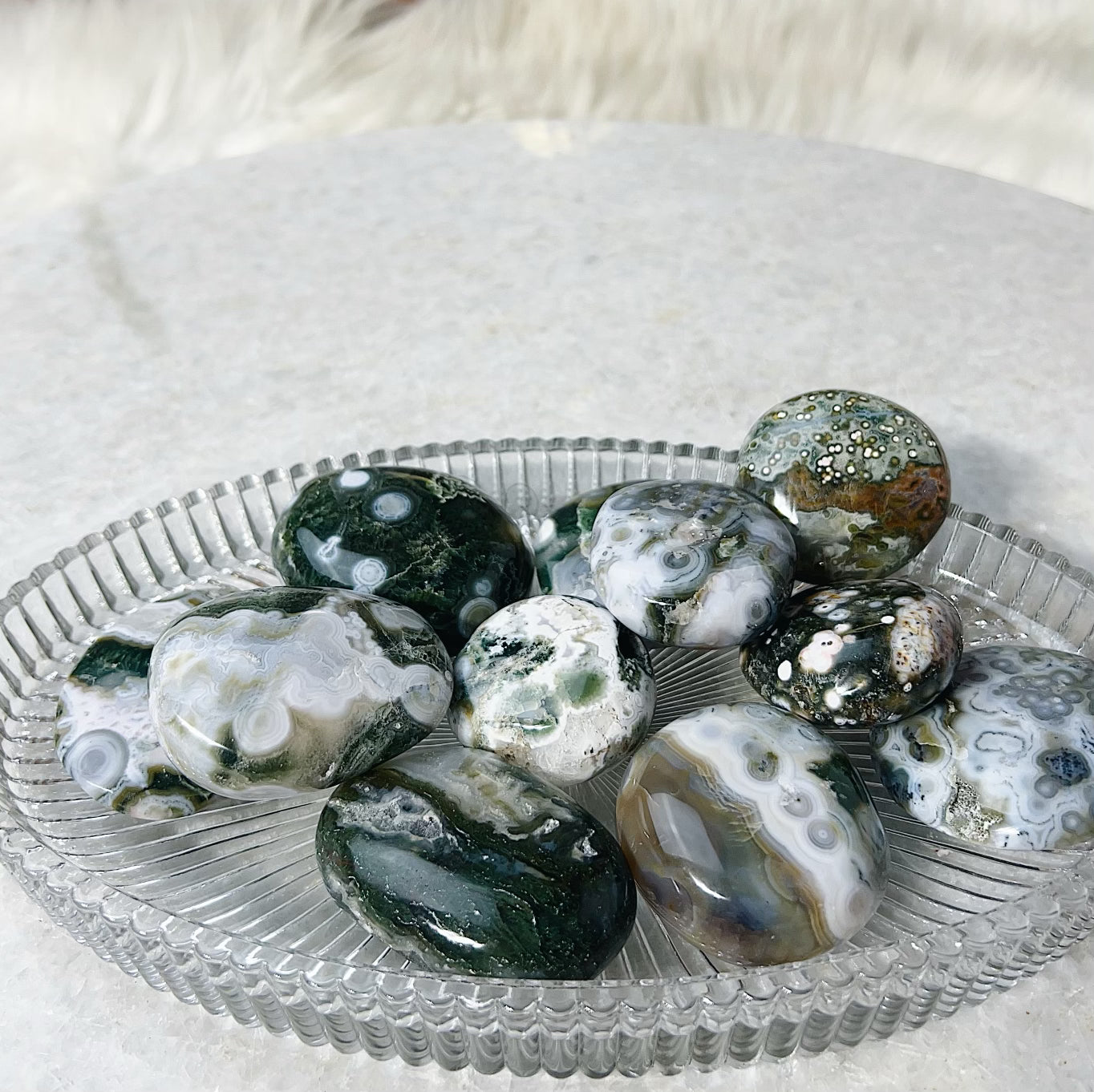 Intuitively Chosen Ocean Jasper First Quality 8th Vein Palm Stone Wild Alabaster