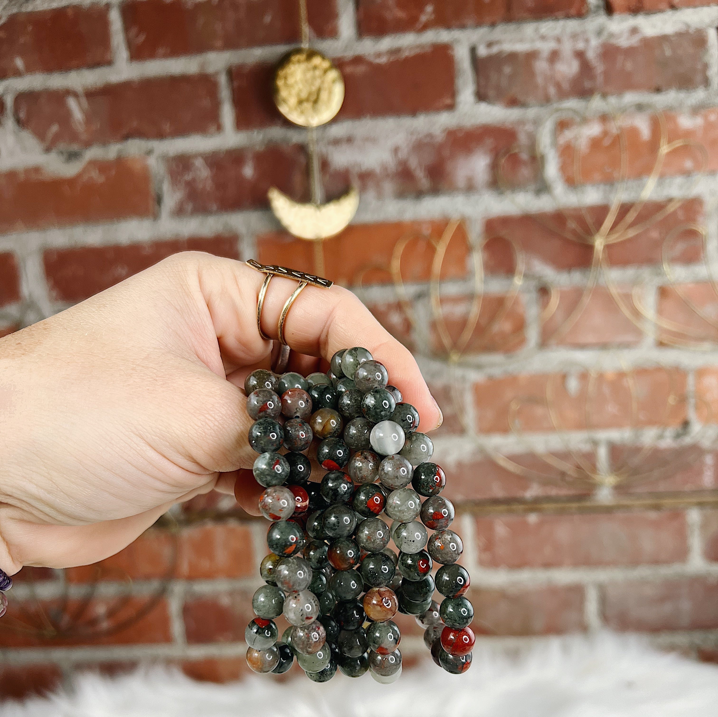 Intuitively Chosen Bloodstone Round Stone Bracelet Wild Alabaster