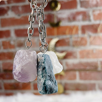 Intuitively Chosen Raw Key Chain Trio Wild Alabaster