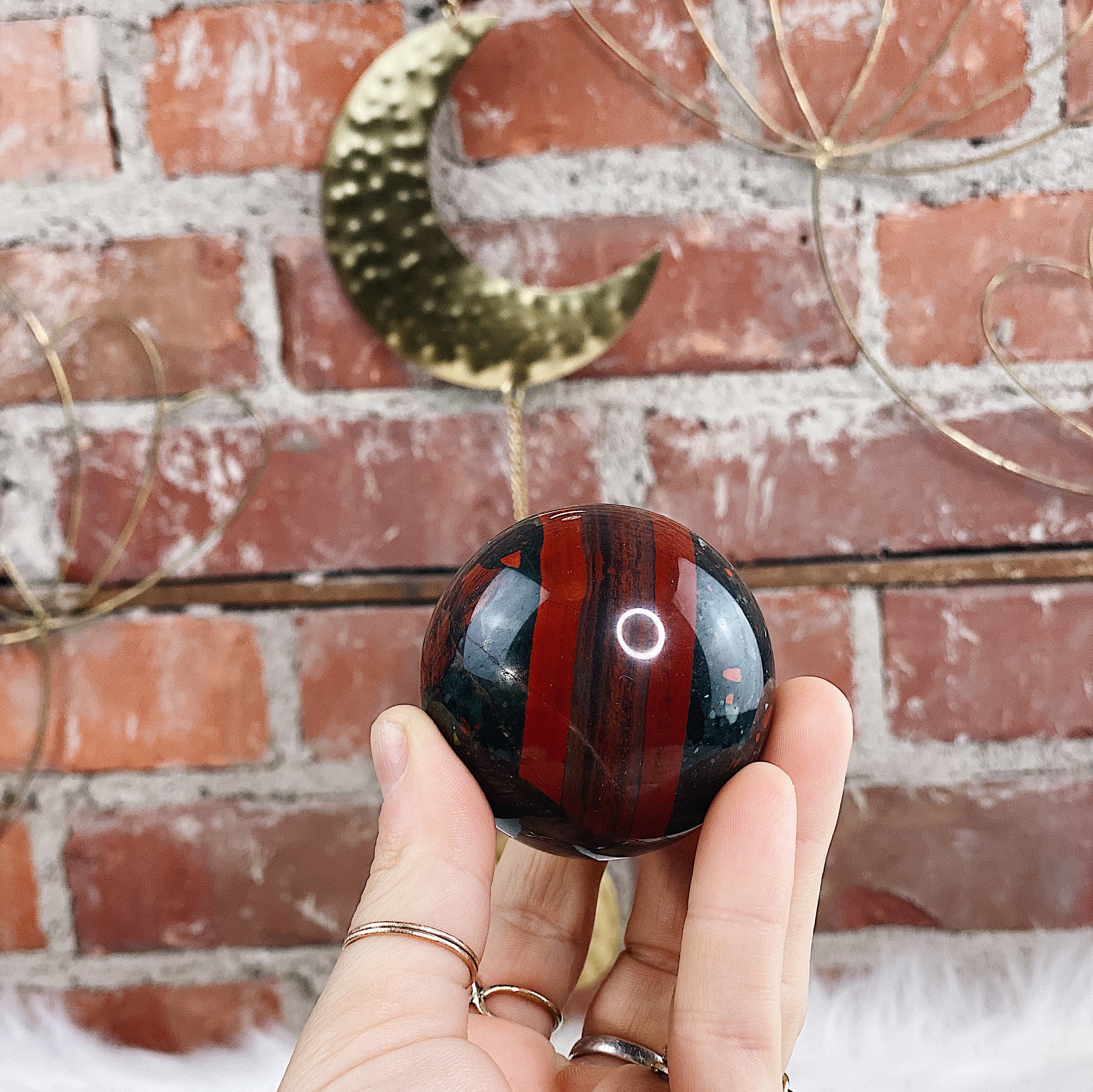 Intuitively Chosen Bloodstone Sphere Wild Alabaster
