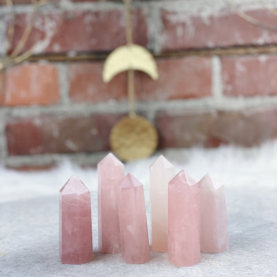 Intuitively Chosen Small Rose Quartz Tower Wild Alabaster