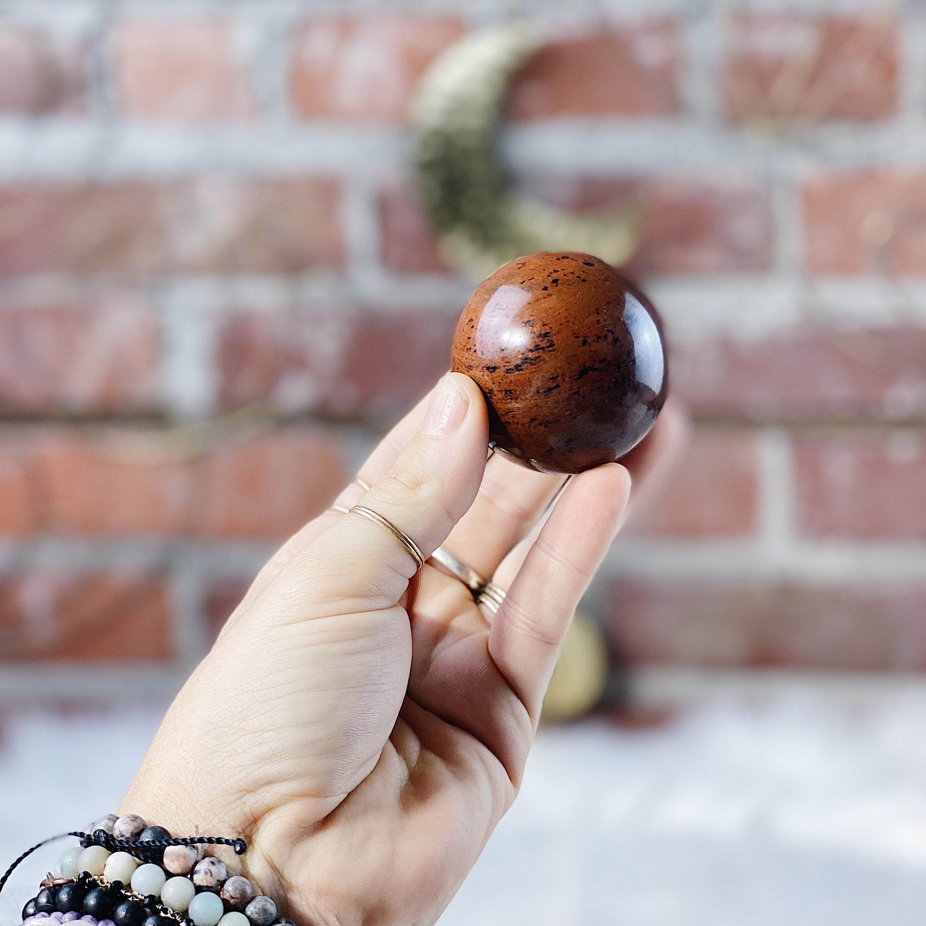 Intuitively Chosen Small Mahogany Obsidian Sphere Wild Alabaster