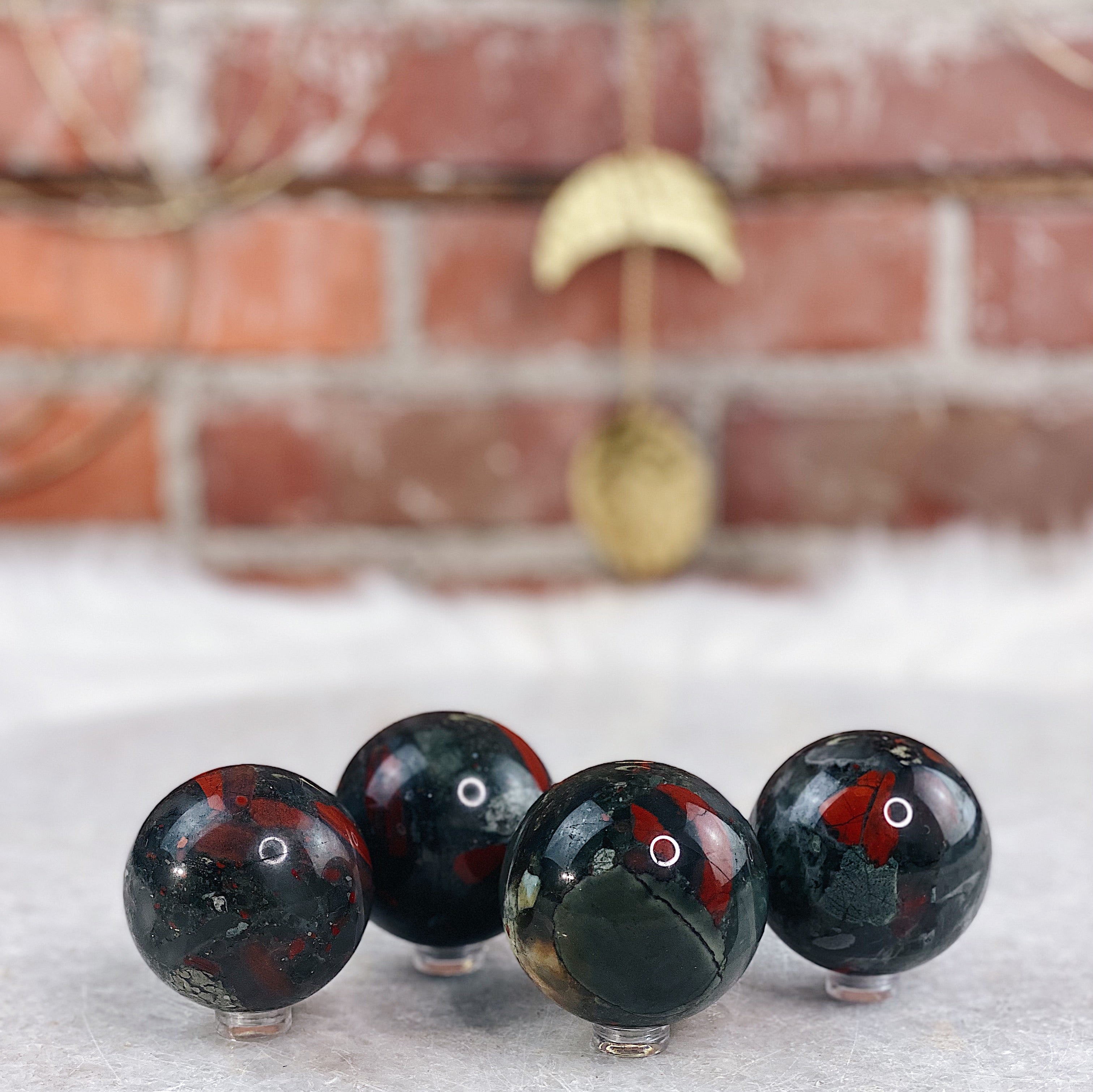 Intuitively Chosen Bloodstone Sphere Wild Alabaster